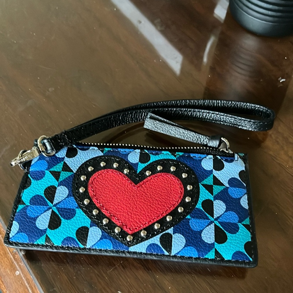 Brighton love card case wristlet with zipper compartment